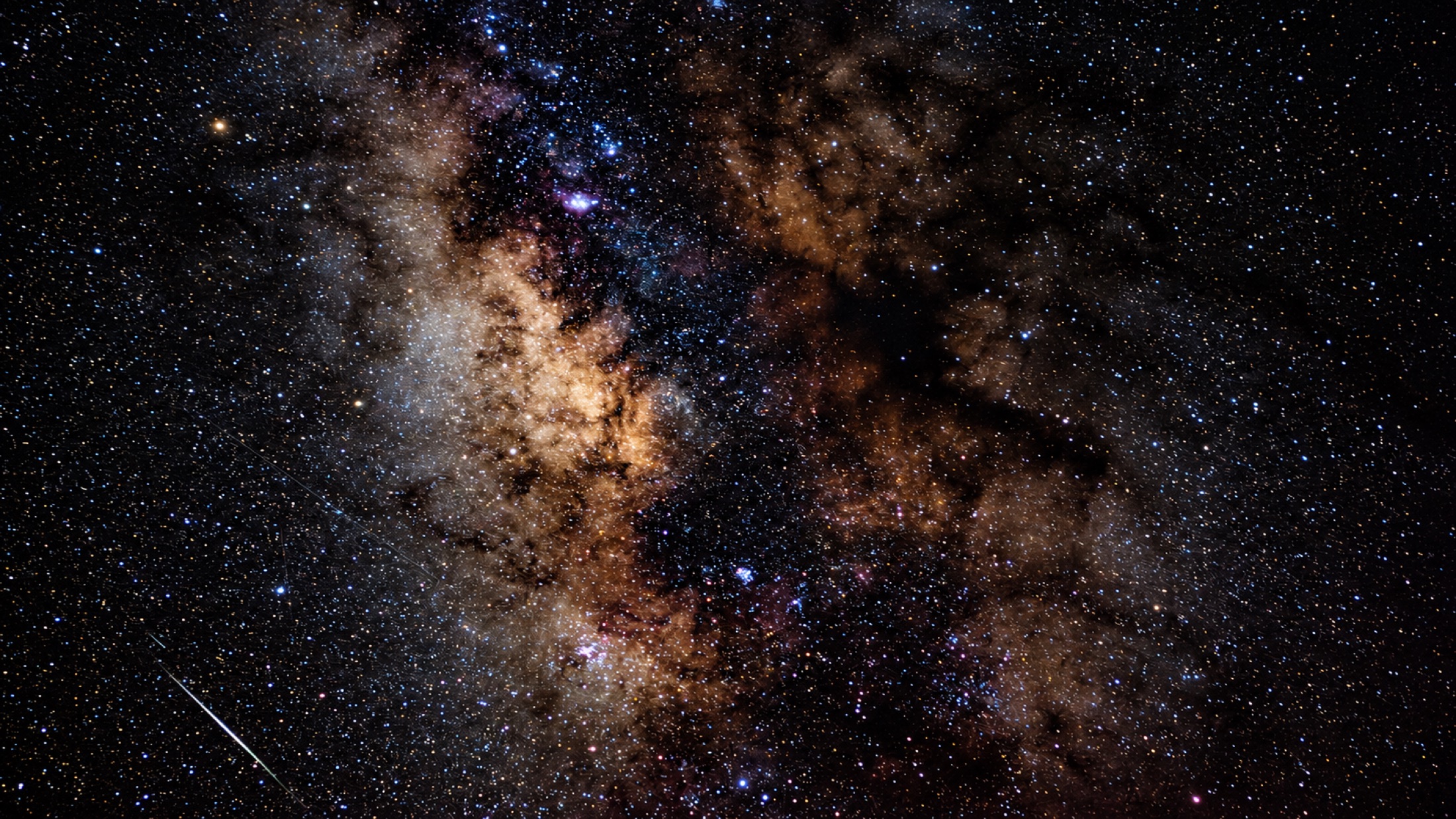 Milky Way and meteor streaks